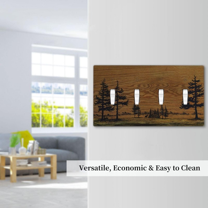 VGHOKO Decorative Switch Plate Covers Rustic Farmhouse Brown Board Pine