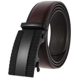 Hatamoto Genuine Leather Belt for Men Ratchet Adjustable Slide Belt 1 3/8'' Width in Gift Package Fit Everywhere B-Brown 36