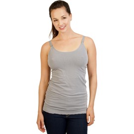 Bamboobies Women's Tank Top, Maternity Clothing for Breastfeeding, Slate, X-Large