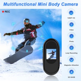 DJDAI Mini Body Camera 1080P HD Thumb POV Wearable Action Body Cam Hand Free Vlogging Cameras Worn Small Camcorder with Magnetic Clip for Travel Cycling Pet Walk Vlog