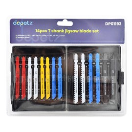 Dapetz ® 14 Pcs Jigsaw Blades Set Assorted T-Shank Reciprocating Metal Plastic Wood Saw Blades Fast Cut Steel Jigsaw Compatible with All Bosch Dewalt Makita Milwaukee