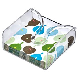 Amazing Abby Acrylic Luncheon Napkin Holder (6.5"x6.5"), Clear Plastic Napkin Dispenser with Weighted Arm and Non-Slip Pads, Great for Kitchen Counter, Dining Table, Bathroom Vanity, and More