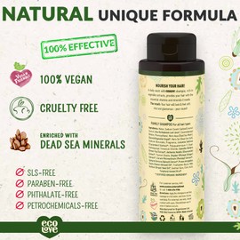 100% Vegan Shampoo by EcoLove Made with Cucumber Spinach and Parsley for All Hair Types Cruelty Free Organic Natural SLS Free - 17.6 oz