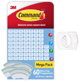 Command Ganci di fissaggio, 60 mini ganci trasparenti e 68 piccoli nastri adesivi per la decorazione di ghirlande luminose, senza danni