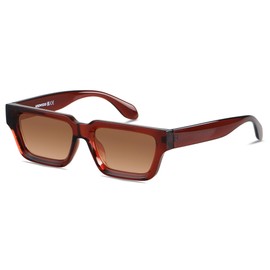 ANDWOOD Thick Frame Rectangle Sunglasses Mens Womens Chunky Retro Sun glasses Simple Designer Rectangular Shades Square Brown