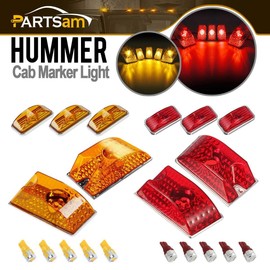 Partsam Replacement for Hummer H2 Cab Roof Lights Housing 2003-2009 and Hummer H2 SUT Cab Roof Top Clearance Marker LED Light Lamps 2005-2009 Front Rear w/T10 194 168 W5W Led Bulbs(5Amber+5Red)