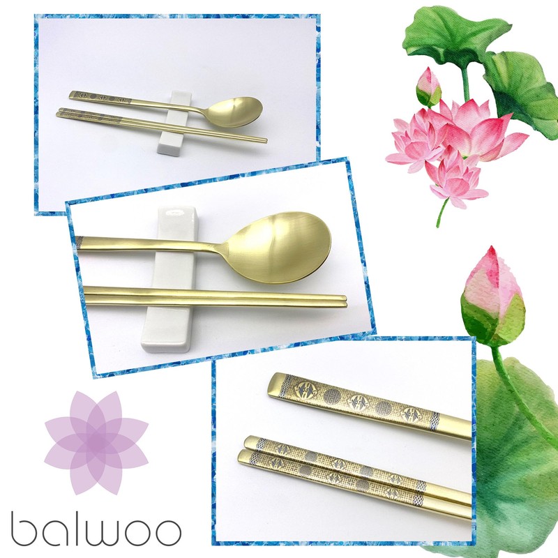 Flying Crane Pattern Design Korean Style Sticky Rice Spoon Chopsticks