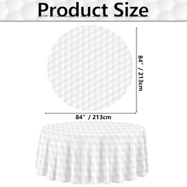 PTECDROTS 3Pcs Golf Tablecloths - Round Golf Party Table Covers White Golf Pattern Table Cloth for Kids Sports Golf Birthday Party Supplies，213cm