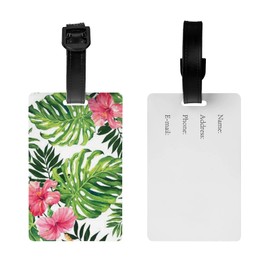Tropical Leaves Luggage Tags for Suitcases PVC Travel Bag Tags, Convenient Address Card Name/ID Labels