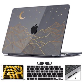 Seanai Compatible with MacBook Air 15 inch Case 2025 2024 2023 Release M4 A3241 M3 A3114 M2 A2941 Liquid Retina Display Fits Touch ID, Pattern Plastic Hard Shell Case Cover, Abstract Line Mountain