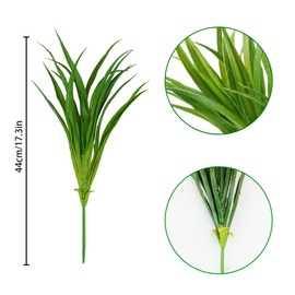 Dehoxara 24Pcs Artificial Grass Plant Fake Outdoor Plastic Plants UV Resistant Faux Grasses Greenery Shrubs for Window Box Garden Patio Porch Home Decor Green
