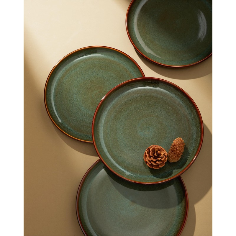 Pokini Stoneware Dinnerware Sets, Ceramic Plates and Bowls Set, Microwave