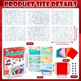 GAROMIA Foil Fun Children's Oceans Foil Art Children's DIY Colouring Sticker Travel Toy Craft Sets Gifts for Boys and Girls Age 4-10 Christmas Birthday Easter Gifts