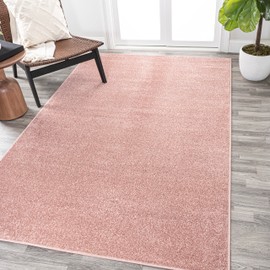 JONATHAN Y SEU100P-3 Haze Solid Low-Pile Indoor Area-Rug, Coastal, Bohemian, Minimalist Easy-Cleaning,Bedroom,Kitchen,Living Room,Non Shedding, Pink, 3 X 5