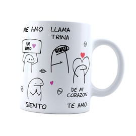 Taza Flork Ovni Te amo me amo | Frase Meme divertida | Cerámica Blanca 11 oz | Para Café o té