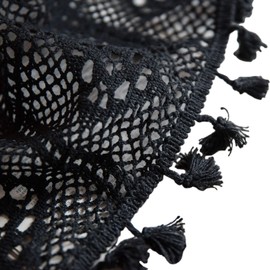 apott Crochet Lace Tablecloth with Tassel Rectangular Table Cover for Kitchen Dinning Wedding Party Decoration Black 55x79 Inch