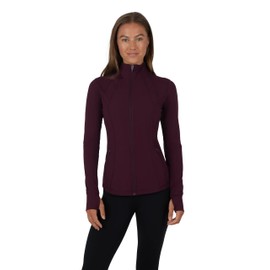 Yogalicious Womens Ultra Soft Lightweight Full Zip Yoga Jacket with Pockets - Cabernet Nude Tech - Small