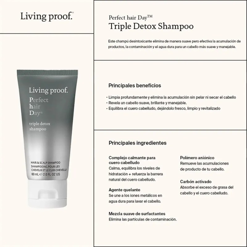 Shampoo Living Proof Triple Detox Hair Scalp 60ml