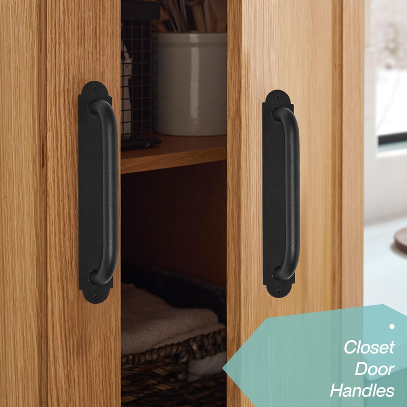 Purife 12'' Black Heavy Duty Metal Gate Handles 2 Pack,