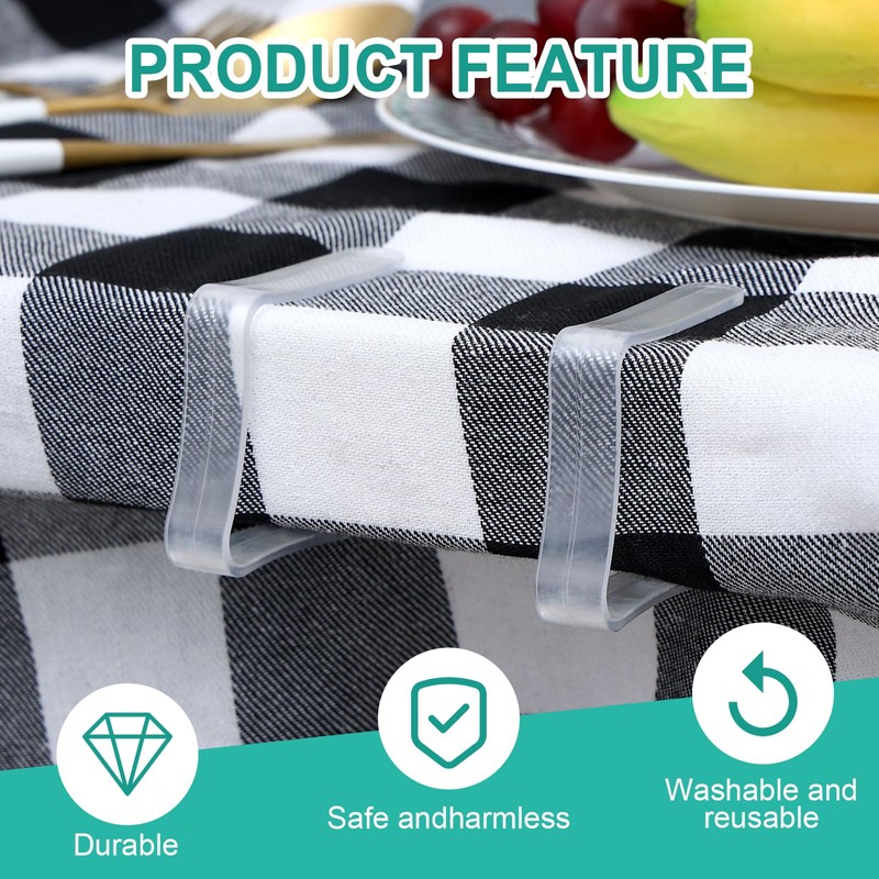 Xumann 12 Pcs Table Cloth Clip, 2 Size Clear Tablecloth