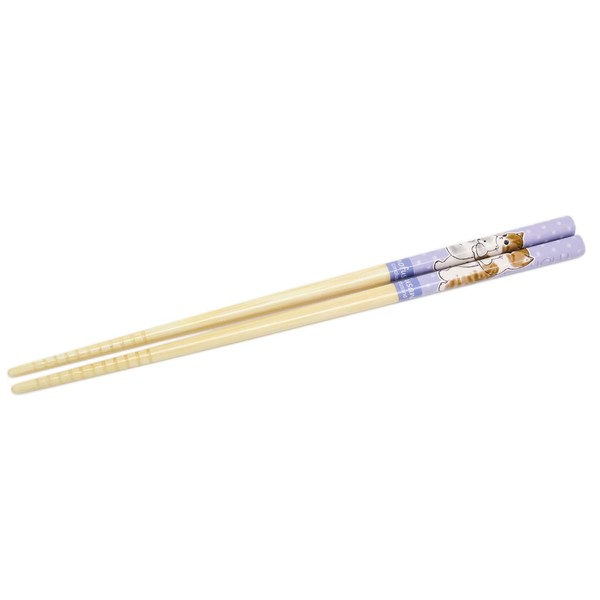 OSK BB-6 Mofusand Bamboo Safety Chopsticks, Purple, 8.3 inches (21 cm), Anti-Slip, Easy to Hold, Natural Bamboo, Made in Japan