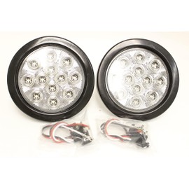 usamjtable Pair of 2 LED 4" Round Back-up Reverse Light Kits Include Grommet, Plug Clear Lens Led Light for Truck Trailer RV (AMBER)