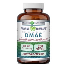 Suplemento Dmae de Amazing Formulas | 250 Mg por Ración | 200 Cápsulas Vegetales | Sin Ogm | Sin Gluten | Fabricado en Ee. Uu.