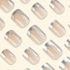 Square Press on Nails Short Fake Nails Silver French Tip