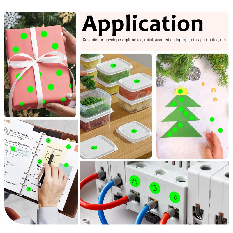 PARLAIM 1000 Pack 0.5 inch Diameter Round Dot Stickers, Fluorescent