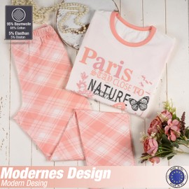 LOREZA ® Girls' Pyjamas Long Sleeve Cotton Set Two Piece Pyjamas Leisure Suit, Model 2