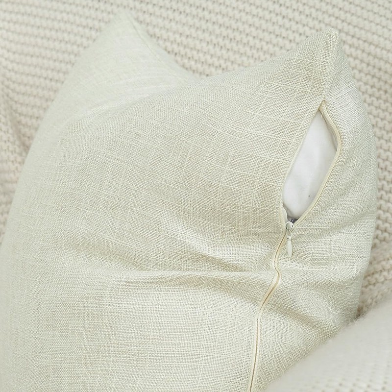 Madizz Set of 2 Faux Linen Cushion Covers, Soft Decorative