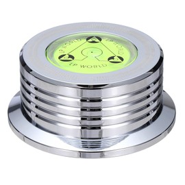 MECCANIXITY 50Hz Record Weight Stabilizer,3"x1.3" 265g Aluminum Vinyl Clamp with Bubble Leveling Weight Turntable Disc Stabilizer Vibration Damper for LP Players,Bright Chrome Plating