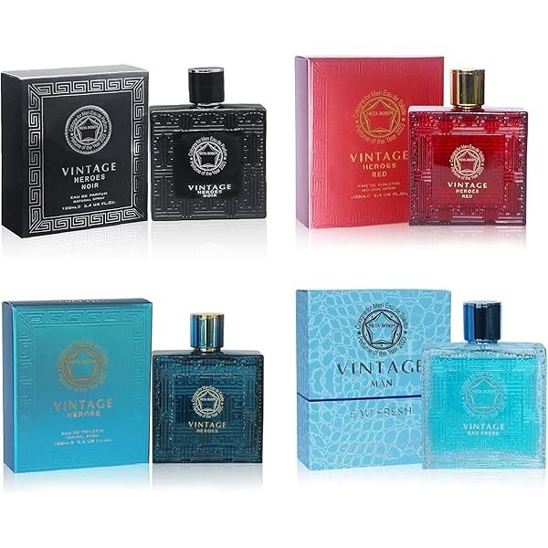 META-BOSEM Vintage Heroes 4Pc Set Cologne for Men (Heroes+Red+Black+Eau Fresh)