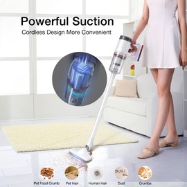 KEROMEE Cordless Vacuum Cleaner, Handheld 5-in-1 Small Stick Lightweight Vacuum Car Vacuum for Pet Hair Hardwood Floor Cleaning