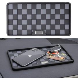 Hovom Car Dashboard Anti Slip Mat, 11.06"×5.98" PVC Sticky Dash Pad, Non-Slip Dashboard Gripping Pad, Multifunctional Vehicle Anti Slide Grip Mat for Phones Sunglasses Keys Coins (Black+Gray)