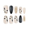 Medium Almond Press on Nails French Tip Fake Nails Black