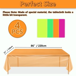 Glow in The Dark Tablecloths, Neon Party Colorful Tablecloths for Birthday Party Decorations Neon Glow Party Supplies, 51 x 86 inches