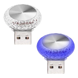 USB LED Car Interior Atmosphere Lamp, Crystal Mini USB LED Car Interior Ambient Light, Trunk Ambient Light, Decoration Light Ambient Interior Led Light for All Car Interiors, 2 Pcs Night Light (Blue)