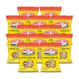 Turkey Creek - America’s Best Fried Pork Skins, offers a 12 bag case of its Original Skinny Cracklins. These Crunchy Pork Skin Chips (Chicharrones) are packed in full 2.0 oz bags.