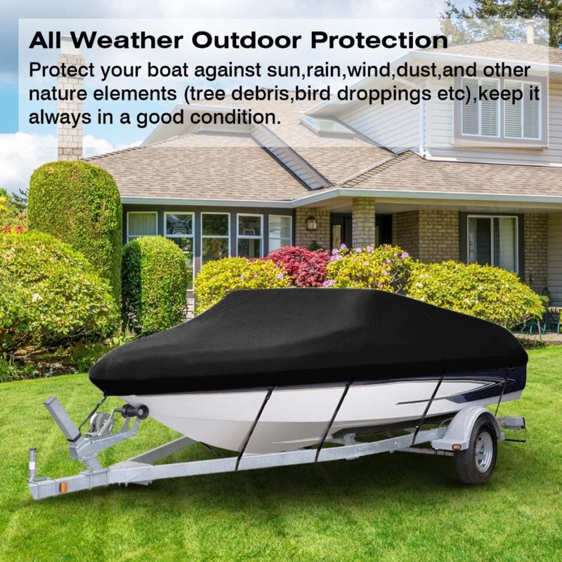 Epicover Boat Cover, Heavy Duty Waterproof Trailerable Boat Cover for