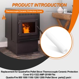 BKIFU Replacement for QuadraFire Pellet Stove Thermocouple Ceramic Protection Cover 812-1322 AMP-20169 Fits Quadra-Fire 800, 1000, 1100i, 1200, 1200i Pellet Stove Parts(2 Pack