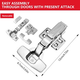 Hinges for Cabinet Doors, Furniture Hinges, Kitchen Cabinet Hinges Made of 304 Stainless Steel, Cabinet Hinges for Kitchen Cabinets, 105° Opening Angle, Easy Assembly, Quiet and Durable, Pack of 4