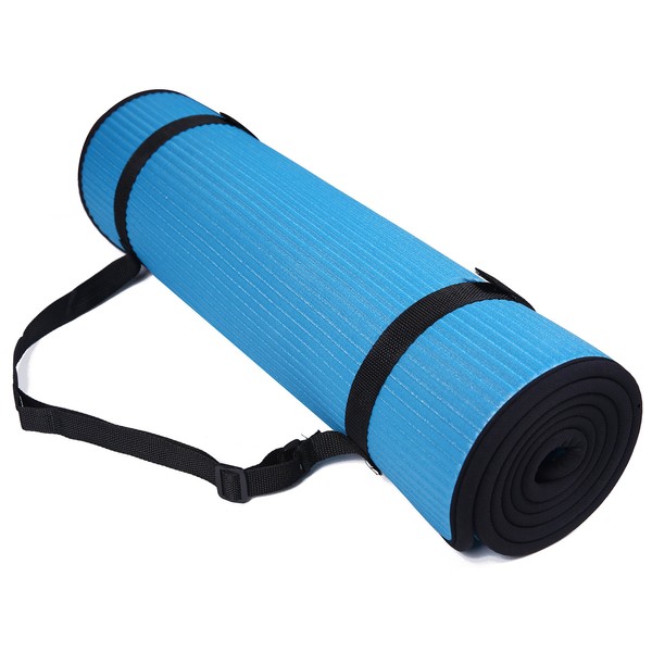 BalanceFrom GoFit All-Purpose 2/5-Inch (10mm) Extra Thick High Density Anti-Slip Exercise Pilates Yoga Mat with Carrying Strap (BFGP-10BL)