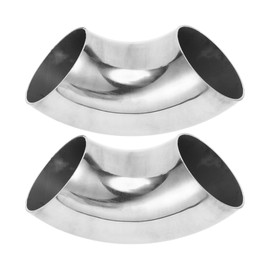 Motoforti 2pcs 90 Degree Mandrel Bend Elbow Car Exhaust Pipe Tubing Piping 2.35" Inch OD Thickness 2mm/14GA 60x152x2.0mm 304 Stainless Steel Silver Tone