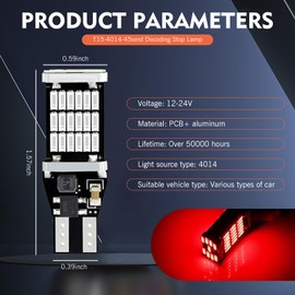 Dogary 4 PCS T15 4014 45SMD LED Reverse Lights, 6500K 800LM Car Turn Signal Bulbs, 12V High Brightness Brake Lights, 360 Degree Lighting, Suitable for Most Cars, Trucks and RVs (Red)