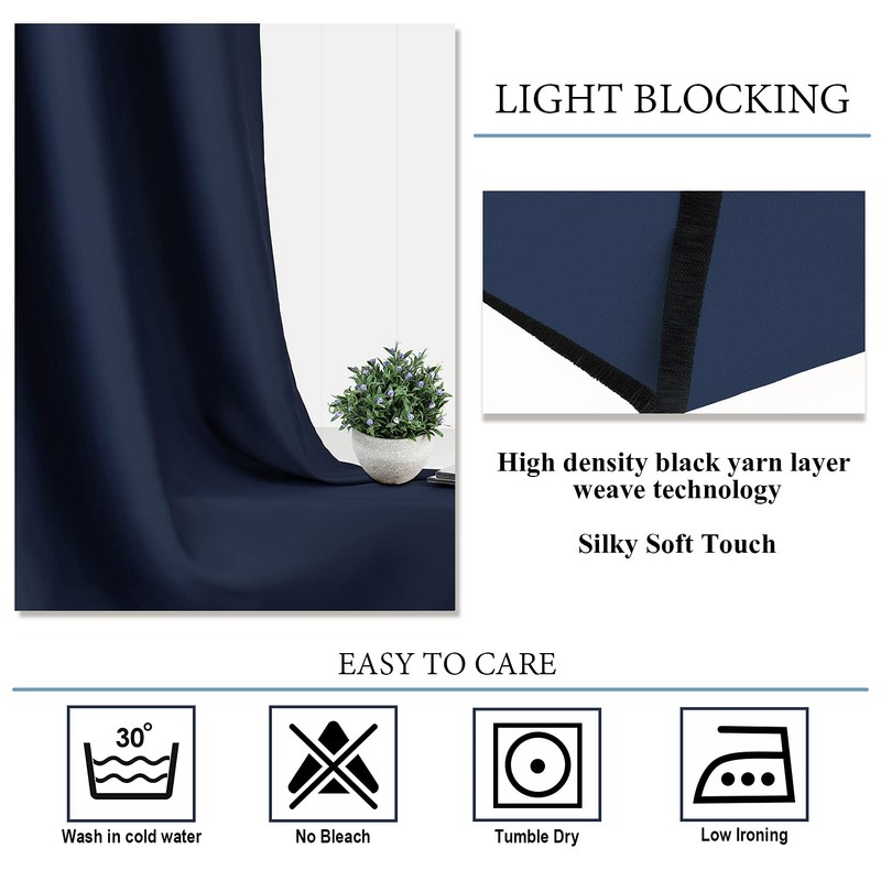 Diraysid Navy Blue Blackout Curtains for Bedroom and Living Room