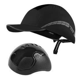 HEARMOR Lightweight Bump Cap with Reflective Stripes, Breathable Baseball Cap Style, Head Protection Hard Hat for Men and Women, Black