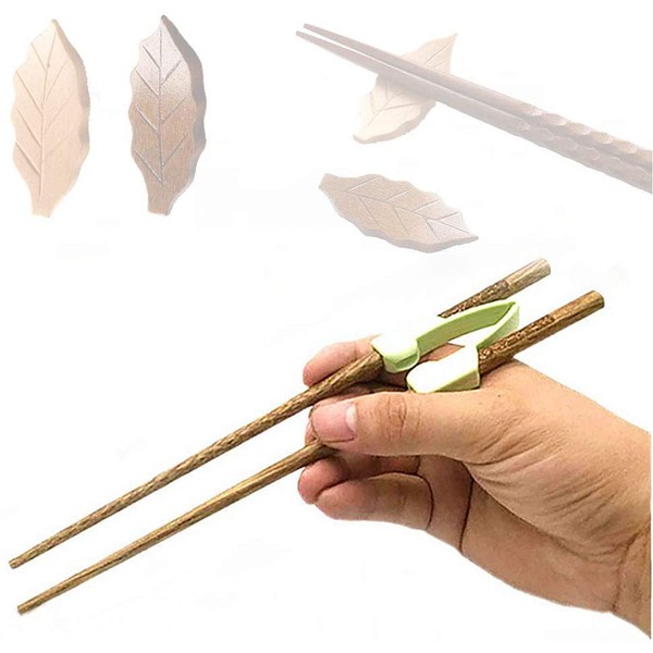 Training Chopstick Helper & Holder - Reusable & Replaceable, for Adults, Beginners, Seniors and someone with Hand Cramps/Stiff/Arthritis, Disabled (2 Pairs)