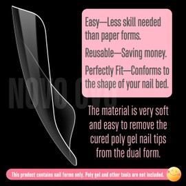 NOVO OVO 300 Pcs Toe Dual Nail Forms for Poly Gel Toenail Extension, Reusable Full Cover Molds for French Tip Acrylic Toenails, Nail Art Design Molds for Pedicure, for Salon & DIY at Home 15 sizes
