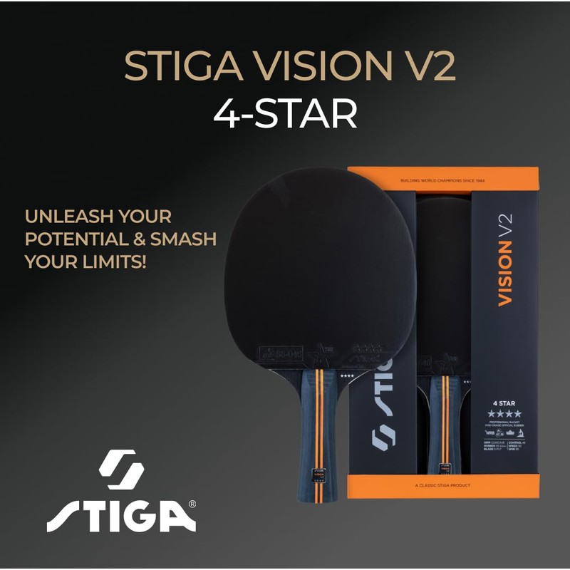 STIGA Vision V2 4-Star Table Tennis Bat – Speed &